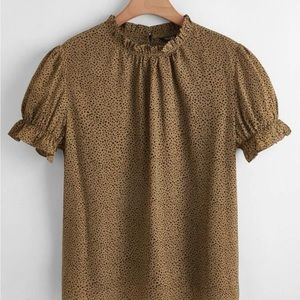 Allover Print Stand Collar Blouse